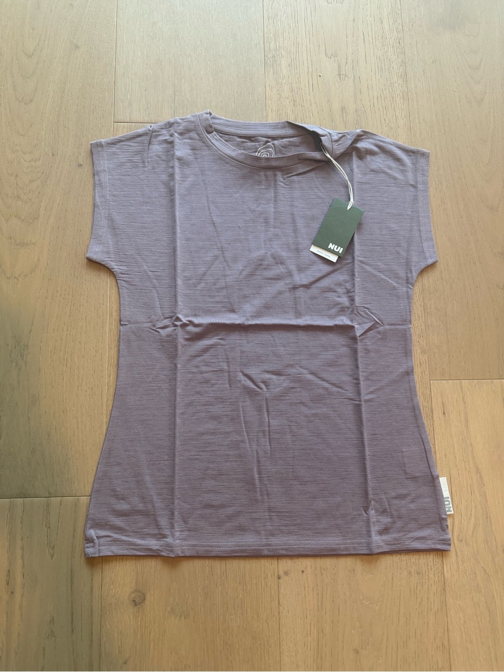 Nui Organics Lily Tee Mauve Lavender Short Sleeve Tee Tencel Wool- NWT